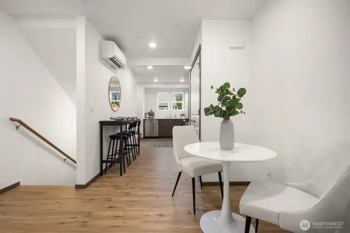 Seamless flow from living to kitchen makes entertaining effortless.