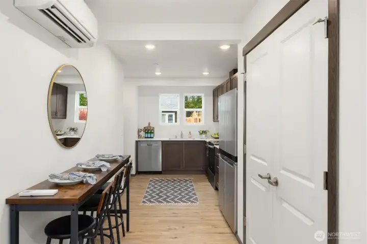 The kitchen’s modern design keeps style and function in perfect balance.