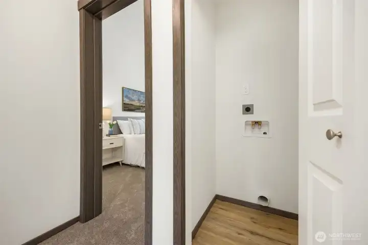 Plumbed and ready for in home laundry.