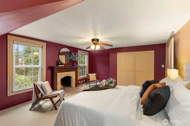 Primary Bedroom with fireplace