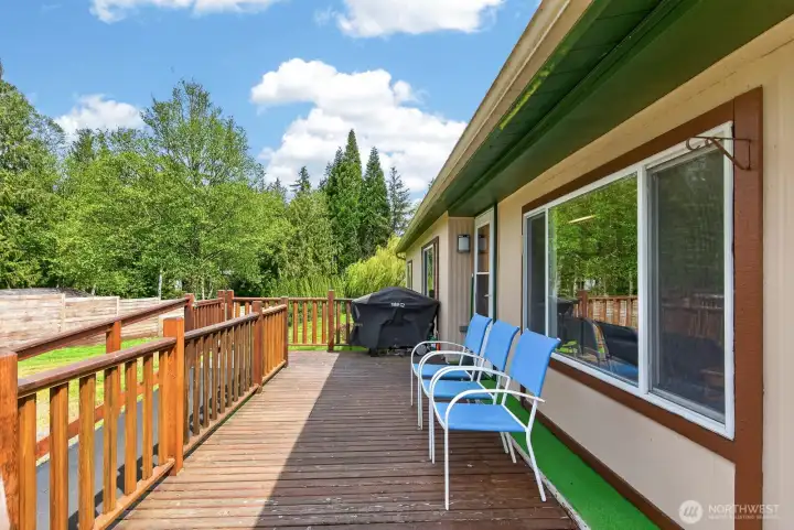 Wood deck perfect for relaxing or hosting outdoor gatherings.
