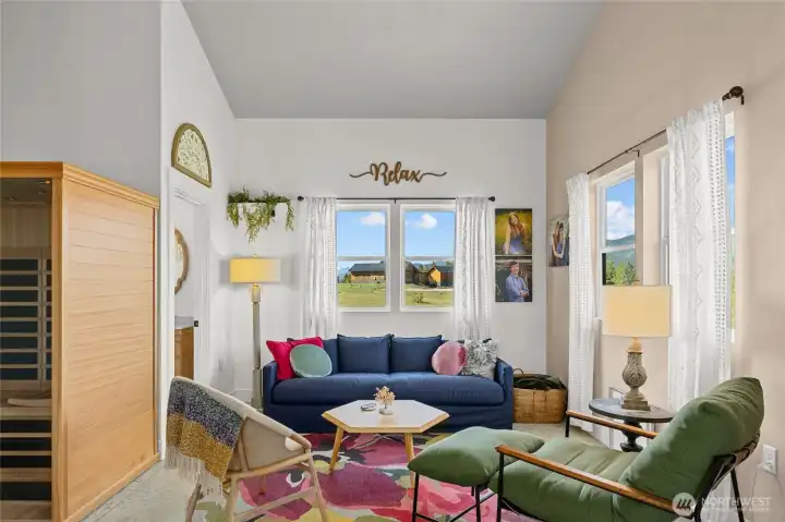 Chill and relax and enjoy the warmth of the infrared sauna.