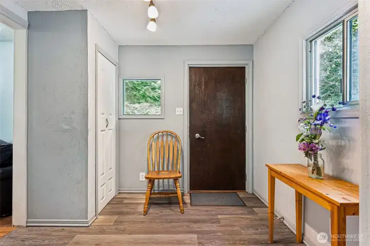 Looking back at the front door from the entry way.
