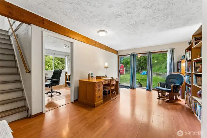 Family Room with great access to the backyard and upstairs.
