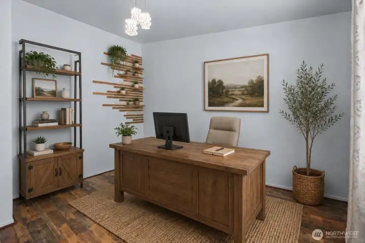 Flexible bonus space easily utilized as a third bedroom. Ideal for a home office, hobby room, playroom, or guest suite. [Photo is virtually staged.]