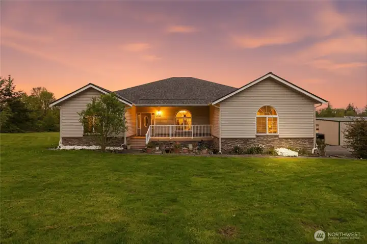 Front entry in evening Front entry in evening