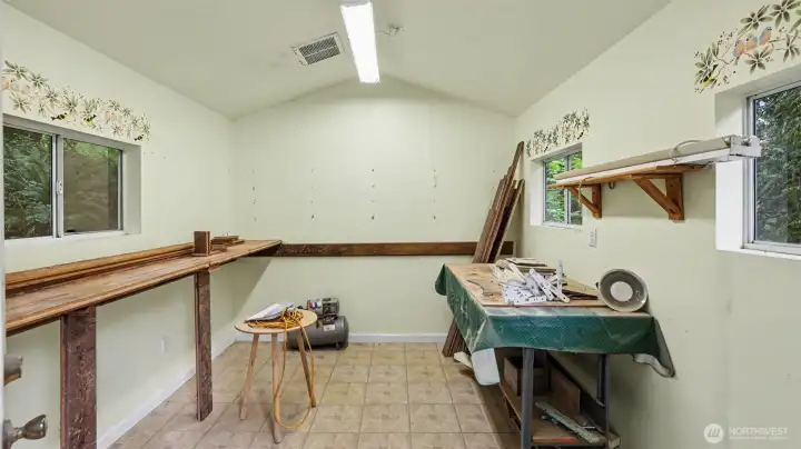 Inside the potting shed. Inside the potting shed.