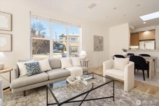 High ceilings make it feel very light and the layout is contemporary and open.