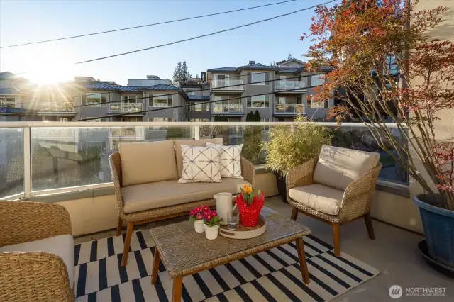 Your outdoor Living Area awaits you with privacy & views.  This deck does not have others attached to it so you feel away from it all.