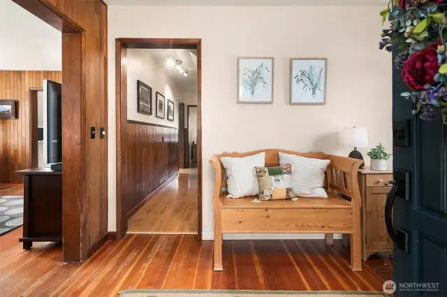 From front entrance you walk into your entry room which is completed with fireplace