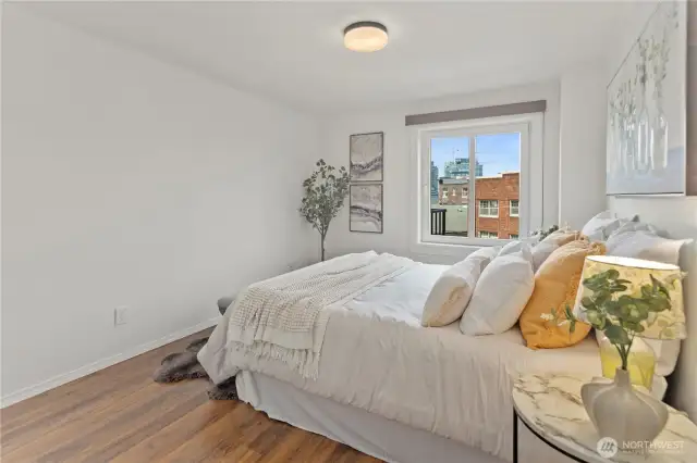 Spacious and elegant primary suite.