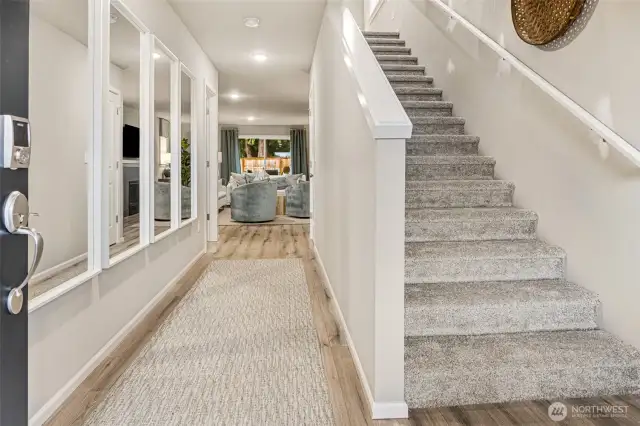 Photos are from the Finley model home in Prior community. Lot 04 layout is mirror image. Finishes, upgrades, and features will vary.