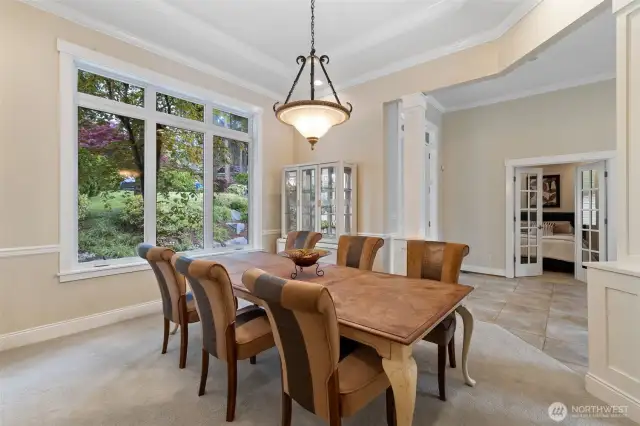 Large Dining Room with elevated ceiling heights