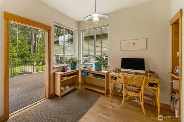 work area with back deck