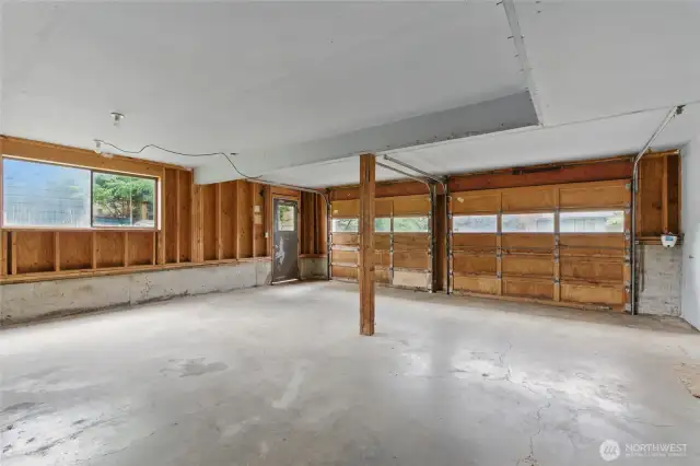 Large, two car garage