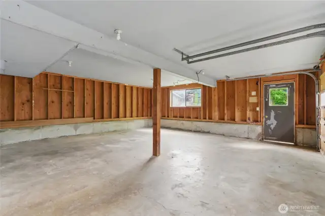 Large, two car garage