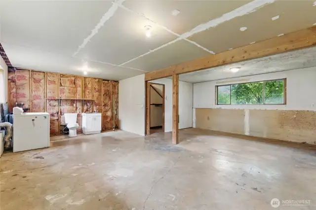 Spacious partially finished basement
