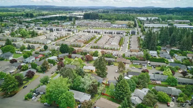 Aerial view of neighborhood