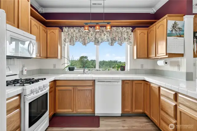 Picture window with views of your backyard, sunsets, and mountains