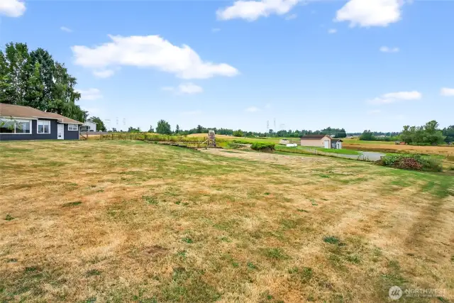 So much yard space. Room for shop!