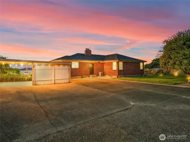 Rear entrance to the property at Twilight