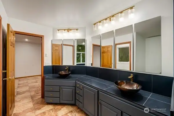 Double vanity with plenty of storage.