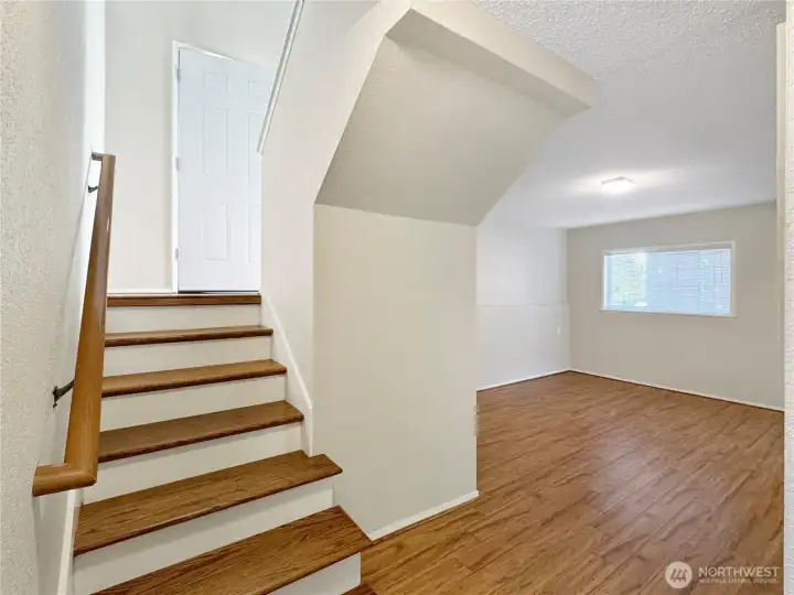 Down the stairs you will find a completely separate livings space!