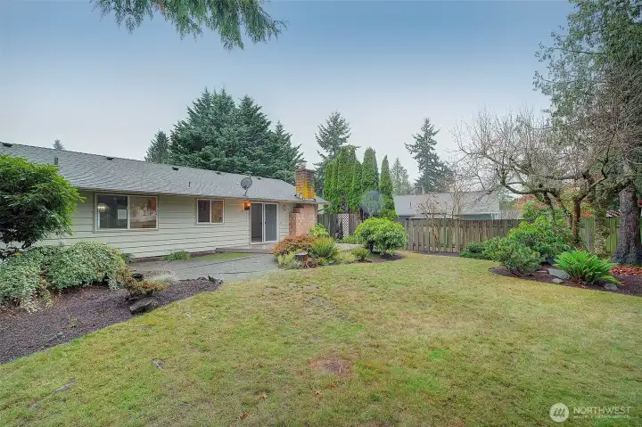 Spacious and private backyard.