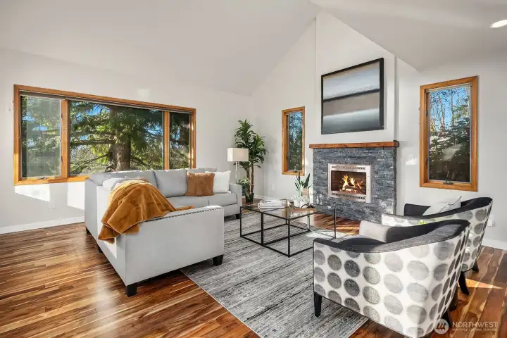 Verdant views to the northwest from your main living room.