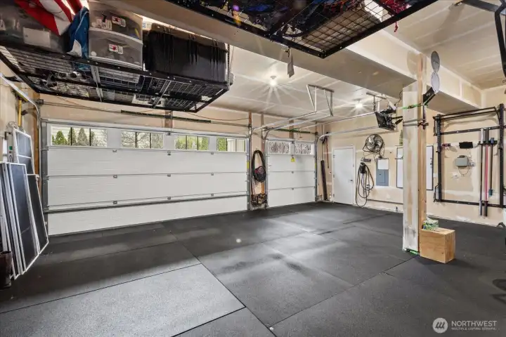 Large three car garage with EV Charging station.
