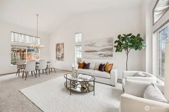 Light and airy with gorgeous valted celings...