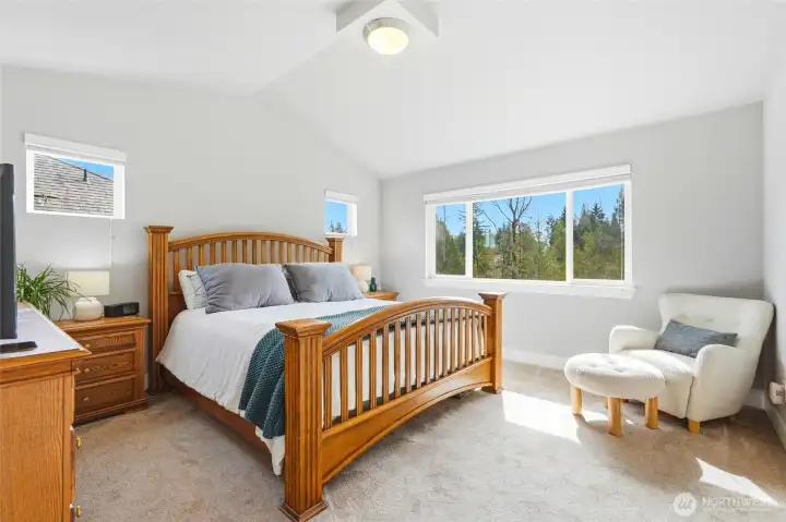 Very spacious primary bedroom-again, check out the trees!
