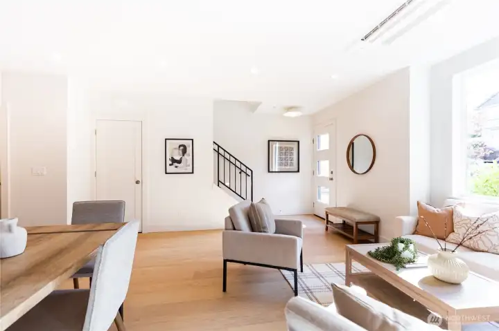 Living/dining room looking towards the front entry