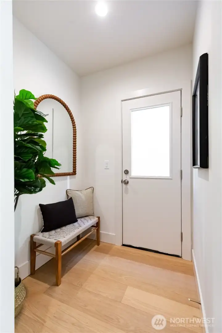 Side entry door to mud room