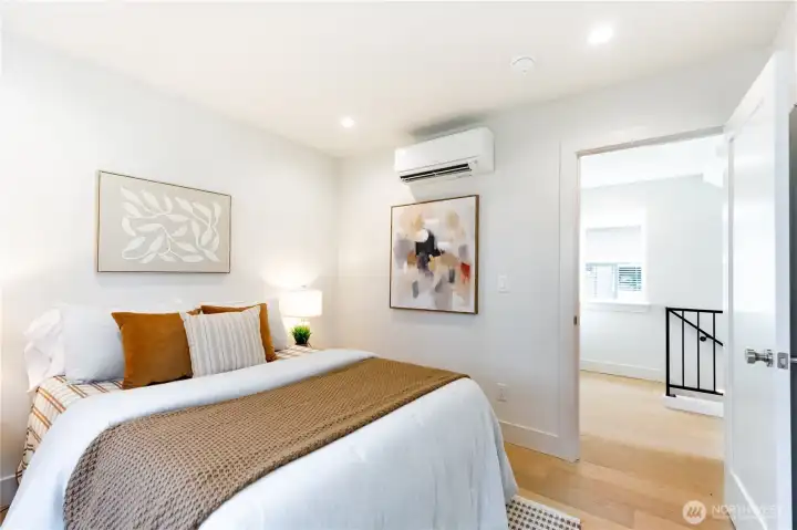 1 of 2 second floor bedrooms with mini split for heat and AC