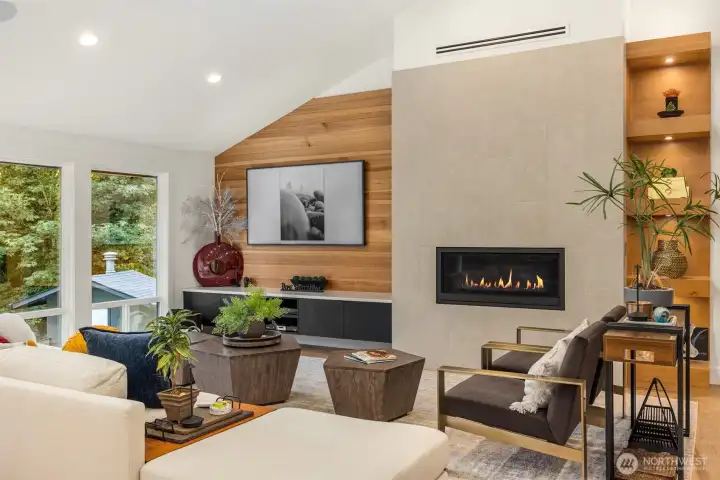 Living area with fireplace