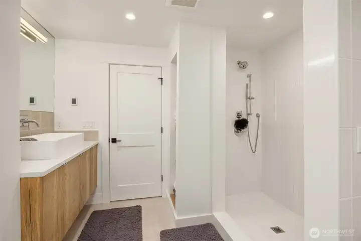"Pool room" with drying off area and shower!
