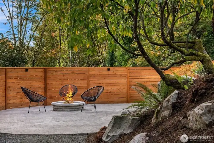 Firepit next to pool