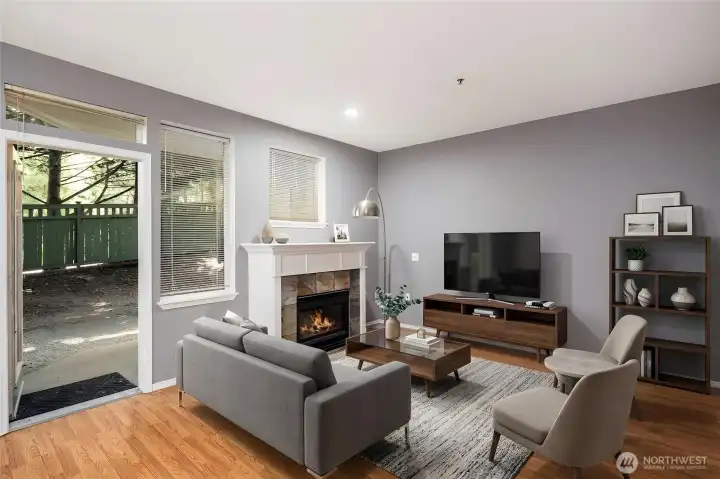 Living Room with patio door-Virtually staged.