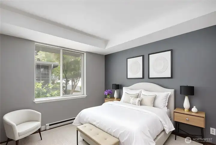 Primary Suite with private bathroom-Virtually staged.