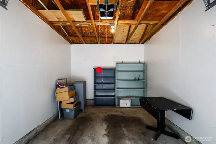 One-car Garage plus storage area.
