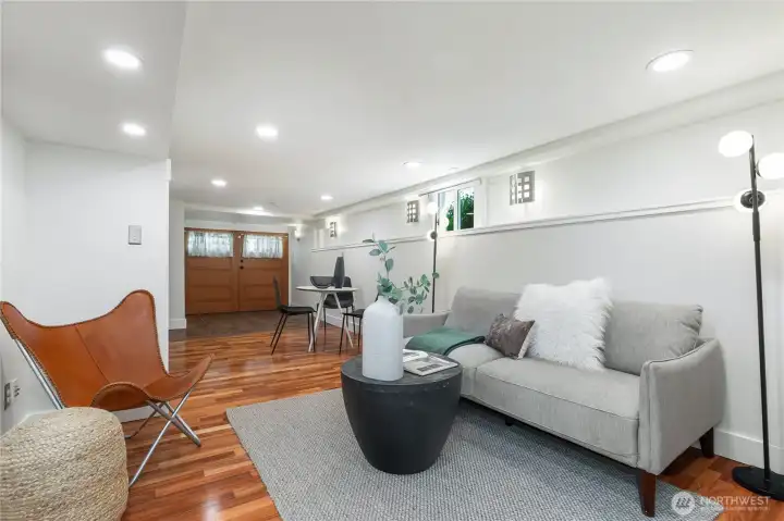 Daylight basement living room