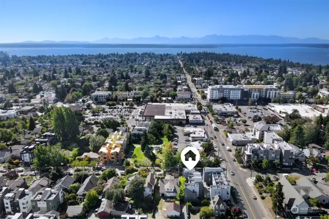 Aerial view looking West.