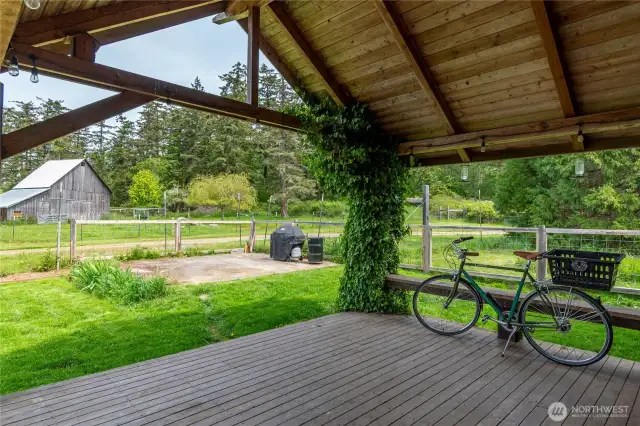 covered porch on the back of the house.