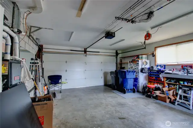 2 car garage with work bench