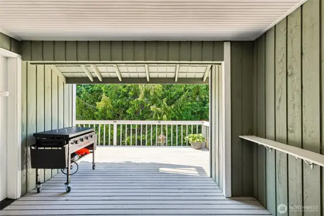 Covered portion of deck.