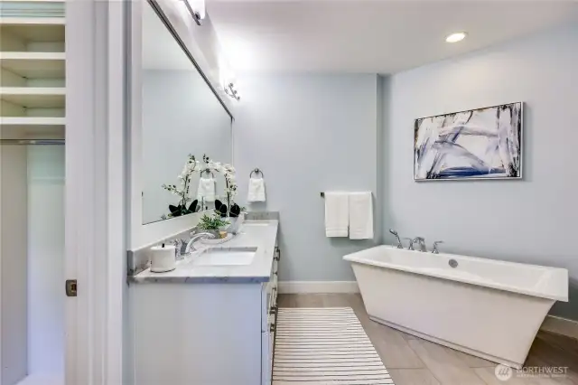 Stand-alone soaking tub.