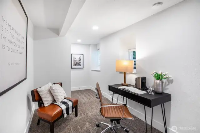 Second bedroom on the lower level with West facing windows can function as an office for privacy.