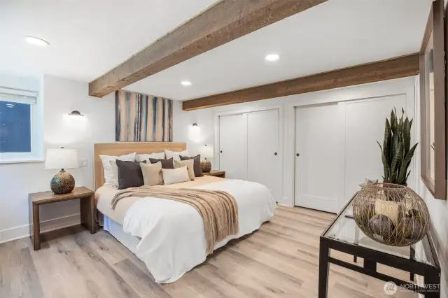 Ensuite on the lower level with two large closets. Spacious room can easily accommodate a King bed.