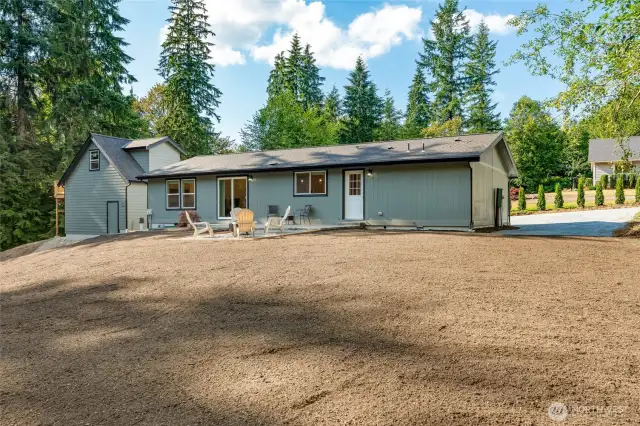 Large backyard, soon to be hydroseeded for a lush lawn